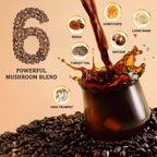 Bunkell Mushroom Coffee, Adaptogenic 6 Mushrooms with Lion's Mane, Reishi, Cordyceps, Shiitake, King Trumpet & Turkey Tail, Instant Coffee Powder for Energy, Digestion & Immune Support, 30 Servings