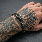 8" Byzantine Black Stainless Steel Norse Vintage Dragon Bracelets for Men