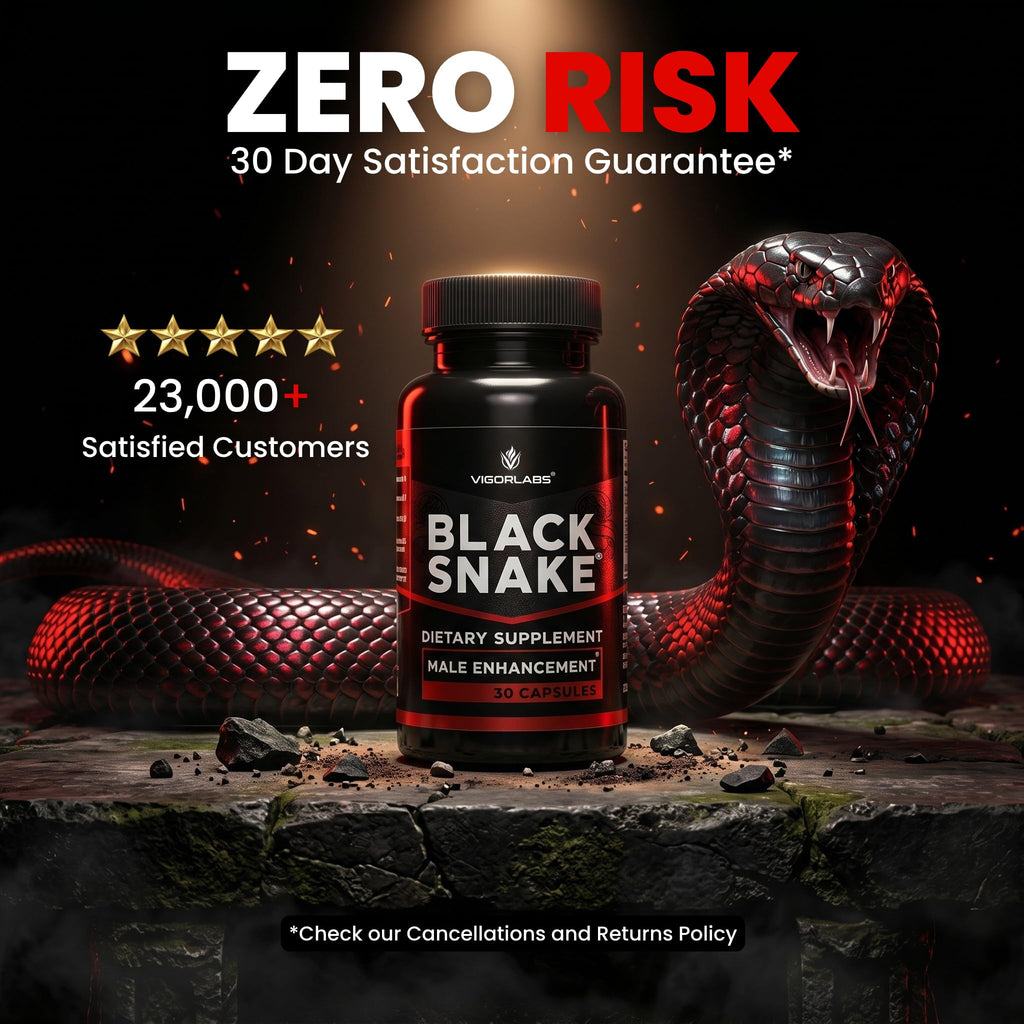 Vigor Labs Black Snake Male Enhancement Capsules (30 Capsules), Boosts Blood Flow, Size and Hardness. Powerful Proprietary Blend of Natural Ingredients. Made in The USA