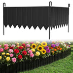 15 Panels Metal Landscape Edging, 6.2in (H) x 20 ft (L)–No Dig Garden Edging with 16 Stakes, Modular Adjustable 0-270°for Tree Rings & Yard Pathways, Anti-Rust Metal Garden Border(Black)
