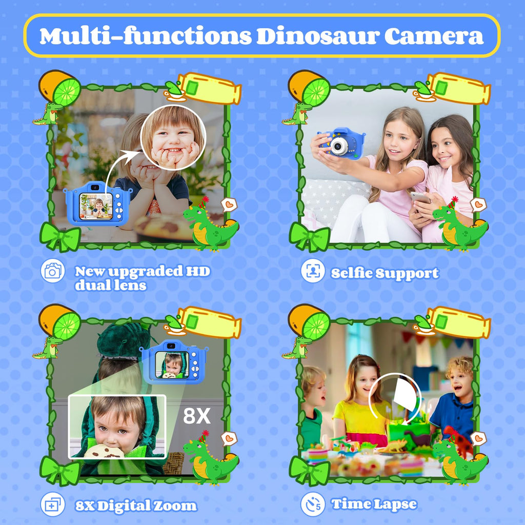 Kids Camera for 3-8 Year Old Girls Boys, 48MP Dual Lens 1080P Toddler Camera for Kids with 64GB SD Card, Children Digital Video Camcorder Selfie Camera Christmas Birthday Gifts