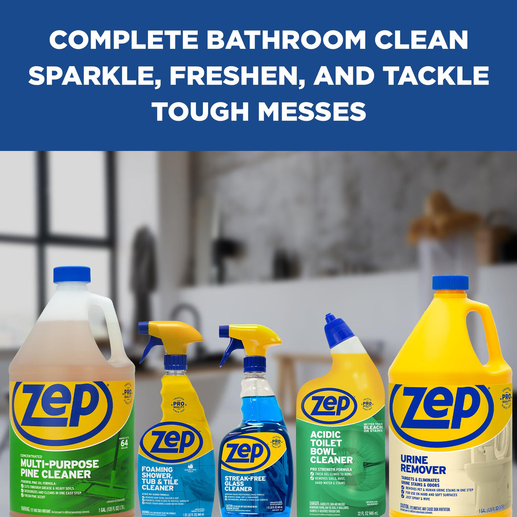 Zep Foaming Shower Tub and Tile Cleaner - 32 oz (Case of 4) ZUPFTT324 - No Scrub Formula, Breaks up Tough Buildup on Contact