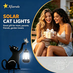 Black Cat Solar Lights Outdoor - Cat Lover Gifts for Mom Woman Grandma,Garden Decor with Butterfly Decorative Metal Stake Housewarming Ornament for Yard Pathway Lawn Patio