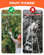 Buyplus 26ft High Reach Fruit Picker with Basket Telescoping, 5-20 Foot Heavy Duty Sturdy Aluminium Telescoping Extension Pole, Easy to Attach Twist-On Metal Basket for Picking Mango Avocado Lemon