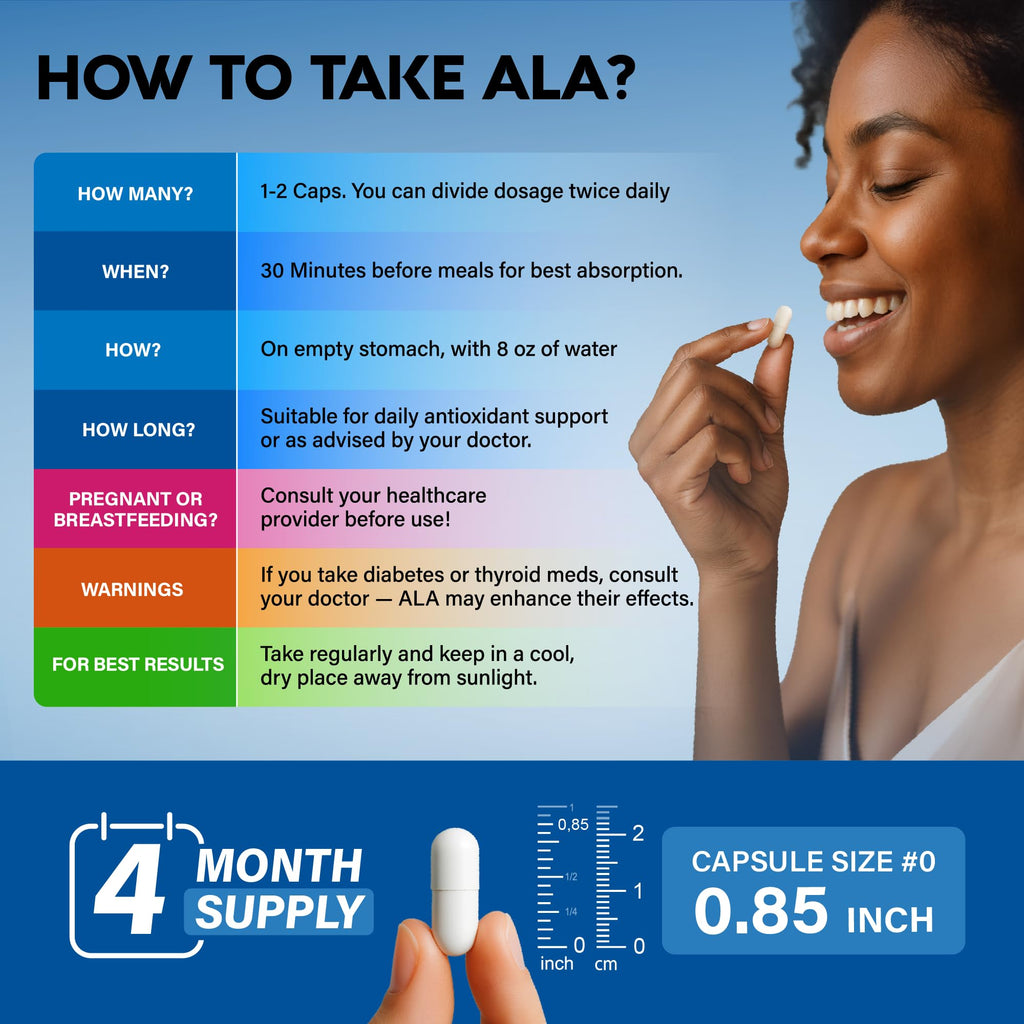 Alpha Lipoic Acid 600mg - ALA Supplement Antioxidant for Nerve, Energy & Metabolism Support - Extra Strength with Benfotiamine, B1 & B12 - Lab Tested, NON-GMO & Vegan - 240 Capsules, 4 Month Supply