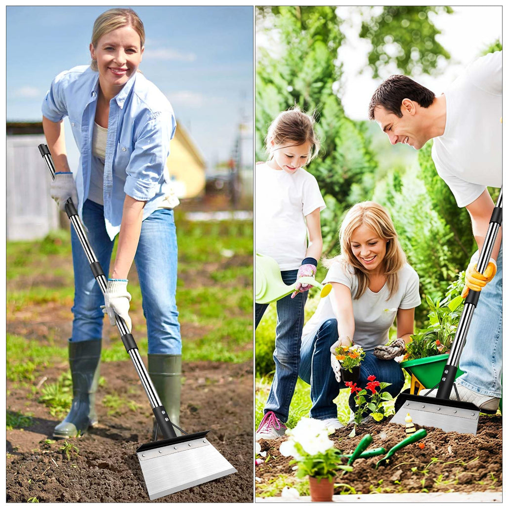 INCIKITI Multifunctional Garden Cleaning Shovel, Heavy Duty Steel Flat Shovel with 59" Adjustable Handle, Snow Ice Scraper, Outdoor Spade Tool for Weeding, Lawn Edging, Digging, Ice Removal