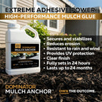 DOMINATOR Mulch Anchor 64oz - Mulch Glue for Landscaping | Mulch Glue Spray for Rubber Mulch, Wood Chips, Pine Straw, Cedar & Cypress | Ready to Spray Heavy Duty Landscape Glue