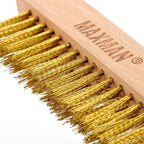 MAXMAN Brass Brush 2Pcs, 10" Soft Brass Bristle Brush, Rust/Weld Cleaner
