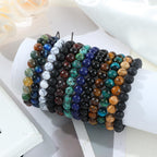 FIRAZIO 12Pcs 8mm Gemstones Beaded Stretch Bracelet for Women