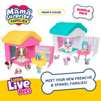 Little Live Pets Dog House Playset Bundle, Mama Surprise Families Frenchie and Spaniel Collection, Interactive Fold-Out Dog Playset Toy for Kids 5+