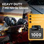 UYKKE Nitrile Gloves Disposable Rubber Latex Gloves Large Black Nitrile Glove Disposable Rubber Latex Mechanic HEAVY DUTY 7 Mil Glove
