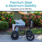 Vive Mobility All Terrain Knee Scooter Walker for Foot Injuries - Adult Broken Leg Crutch Cart Roller for Surgery, Broken Foot, Ankle Injury - Kneeling Rolling Steerable Seated Wheel Scooter Aid