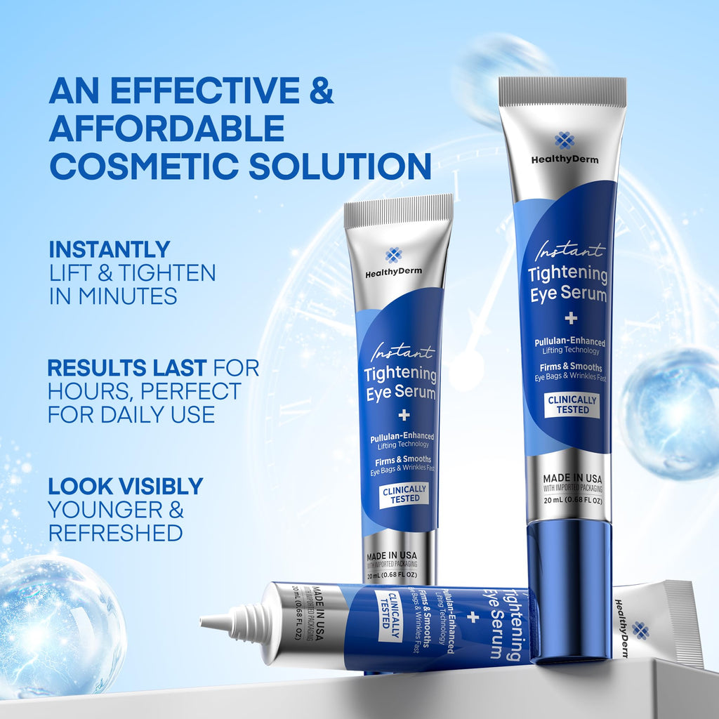 HealthyDerm Instant Under Eye Lift Serum - Reduces Eye Bags, Wrinkles, Puffy Eyes, Dark Circles & Crow’s Feet in Minutes - Advanced Firming Polysaccharide Formula for Mature Skin - 20 mL