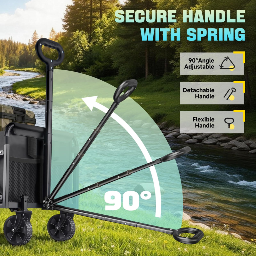 280LBS Collapsible Wagon Cart Foldable Lightweight Grocery Cart with Wheel