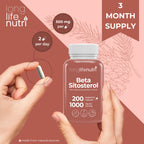 LongLifeNutri Beta Sitosterol 1000mg - Phytosterols Supplement, 200 Vegetarian Capsules, Plant Sterols for Daily Wellness & Dietary Balance, 100-Day Supply, GMP Certified, Made in USA