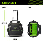 AWP Rolling Tool Bag Durable Tool Tote Water-Resistant Organizer for Professionals and Contractors, Adjustable Handle for Travel, Black | L-22814