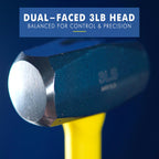 ESTWING Sure Strike Drilling/Crack Hammer - 3-Pound USA Made Sledge with Fiberglass Handle & No-Slip Cushion Grip - MRF3LB