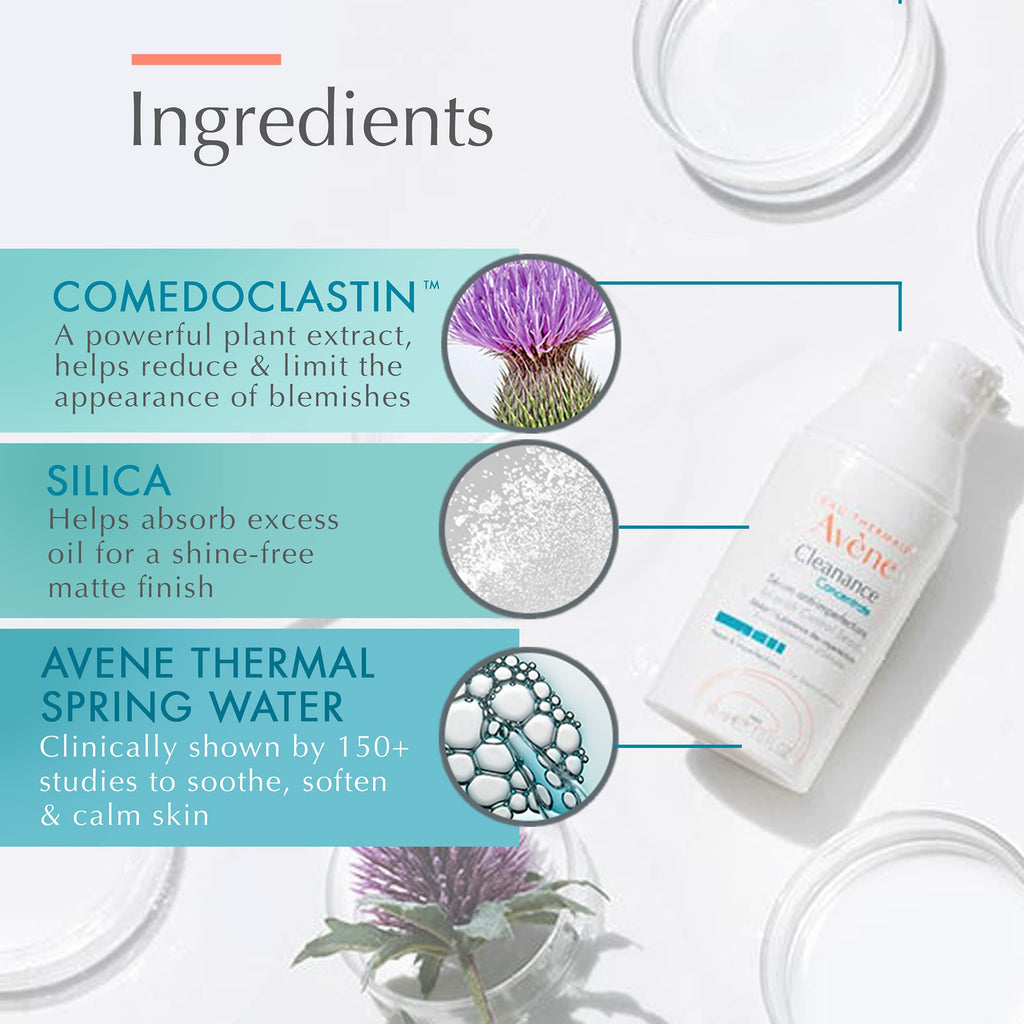 Avène Cleanance Concentrate Blemish Control Serum, clarifying water-gel, fragrance and silicone free, For acne-prone skin, airless pump, 1 fl. oz.
