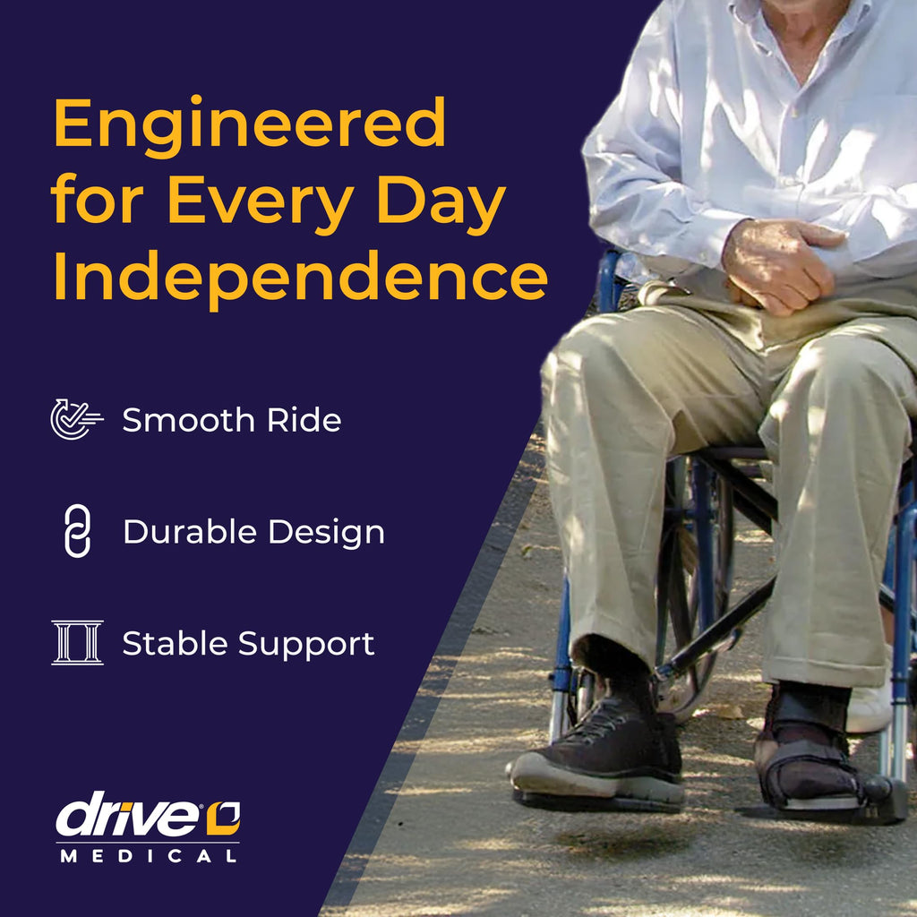 Drive Medical Blue Streak Lightweight Wheelchair - Portable Folding Mobility Aid - Swing-Away Footrests - Desk Arms - Durable Steel Frame - Easy Transport & Storage - 18-Inch Seat