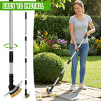 Hysagtek Crack Weeder Long Handle - 3-in-1 Adjustable Crevice Cleaning Brush with 2 Scrapers, Durable Manual Stainless Steel Weed Puller Tool for Driveway Patio Sidewalk Garden Lawn