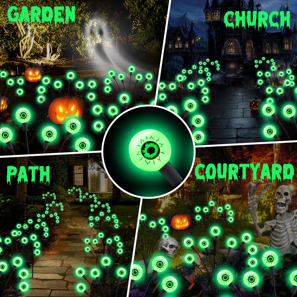 ASMAD Halloween Decorations Outdoor Solar Scary Eyeball Lights,4Pack 32LEDs