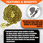 YATOINTO G80 Transport Binder Chain 1/2 Inch x 20 Foot Safety/Binder Chain with Clevis Grab Hooks 12,000 lbs Safe Working Load Logging Chain for Transporting Towing Tie Down Binding Equipment