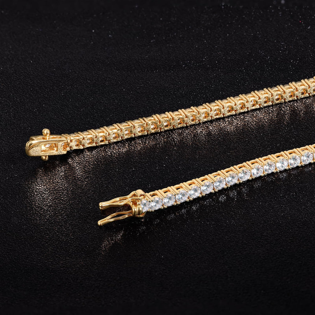 Gemsme 3mm Tennis Bracelet Cubic Zirconia Gold for Women Men 7.5"