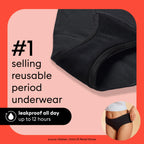 Thinx for All Period Underwear, Everyday Comfort Hi-Waist, Holds Up to 12 Regular Tampons*, Period Panties, Leakproof, Reusable & Controls Odor, Mosaic + Rhubarb, 2 Pack, L