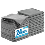 Tekswip Microfiber Cleaning Cloth 12"X12" 24 Pack Grey Lint Free Microfiber Towels for Cars-Extra Thick, Streak-Free, Fast Absorbent - Reusable Multi-Purpose Housekeeping Rags for Cars