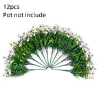 HyeFlora Artificial Flowers for Outdoor Indoor Garden Home Decoration, Faux Flower Daisy with Eucalyptus Leaves Fake Plants Greenery Boxwood Porch Patio, 12 Bundles (Creamy White)