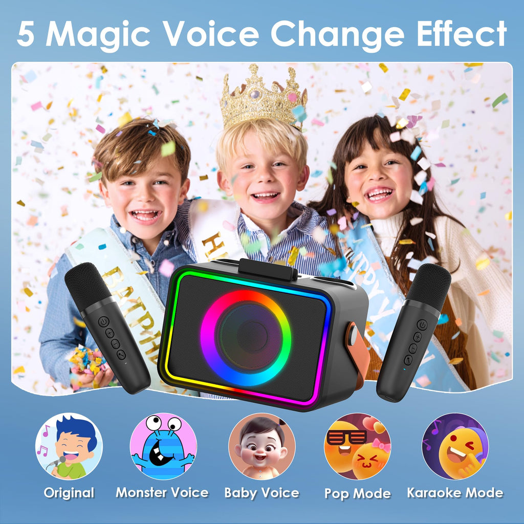 Karaoke Machine for Kids Adults,Bluetooth Speaker 2 Wireless Microphones