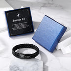 Alissl Christian Gifts for Mens, Bible Verse Leather Cross Bracelet for Men