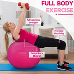 Fitvids Anti-Burst and Slip Resistant Exercise Ball Yoga Ball Fitness Ball Birthing Ball with Quick Pump, 2,000-Pound Capacity, Pink, 22-inch, M