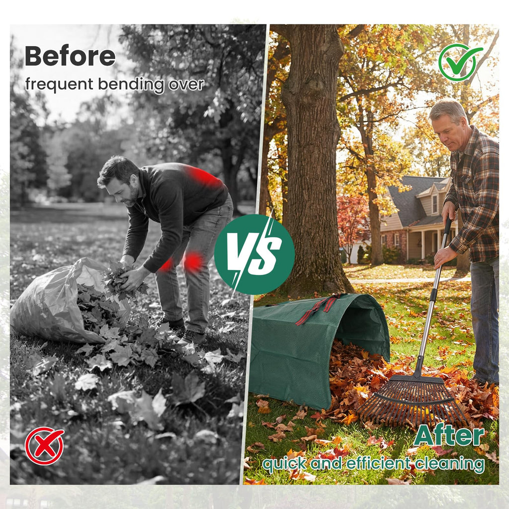 53 Gallon Yard Bags, 2-Pack Reusable Yard Waste Bags, Dustpan Design Leaf Bags for Yard Waste, Grass, Lawn Trash