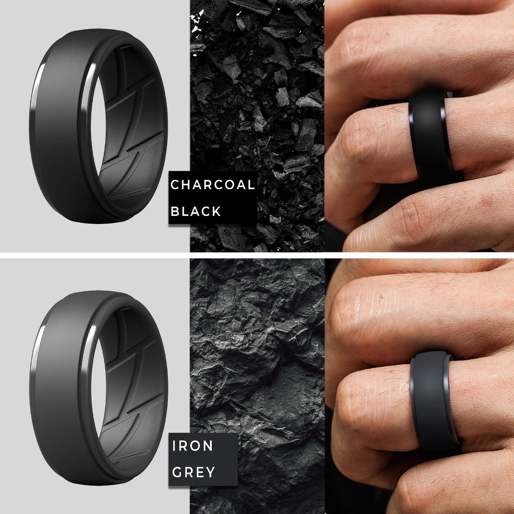 ThunderFit Men's Silicone Rings, Breathable Rubber Bands, 10mm Wide