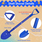 Lanathel 2 Pack Metal Beach Sand Shovels for Kids, 27 Inch Heavy Duty Small Shovels for Digging, Camping, Gardening, Planting, Mini Spade with D-Grip Handle, Blue