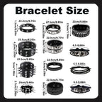 YMO 12 Pieces Spiked Bracelets, Studded Bracelet Emo Bracelets Black Leather Cuff Rivet Gothic Goth Punk Bracelet Punk Accessories for Women Men