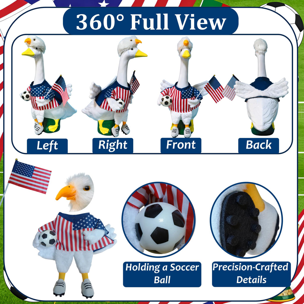 Soccer Porch Goose Outfits, Football Geese Duck Statues Clothes Art Decor