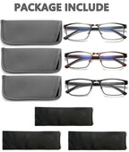 CRGATV 3-Pack Reading Glasses for Men Blue Light Filtering Full Frame Metal Readers Anti Uv/Eye Strain/Glare (+2.5 Magnification Strength)