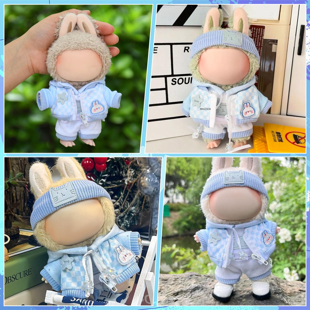GerdfeiTawtab Clothes Fit for 17CM Doll, Fashion Doll Clothes Outfit Set Cute Theme Designer Toys Dress Accessories for Collector Fans Display (Light Blue Grid)