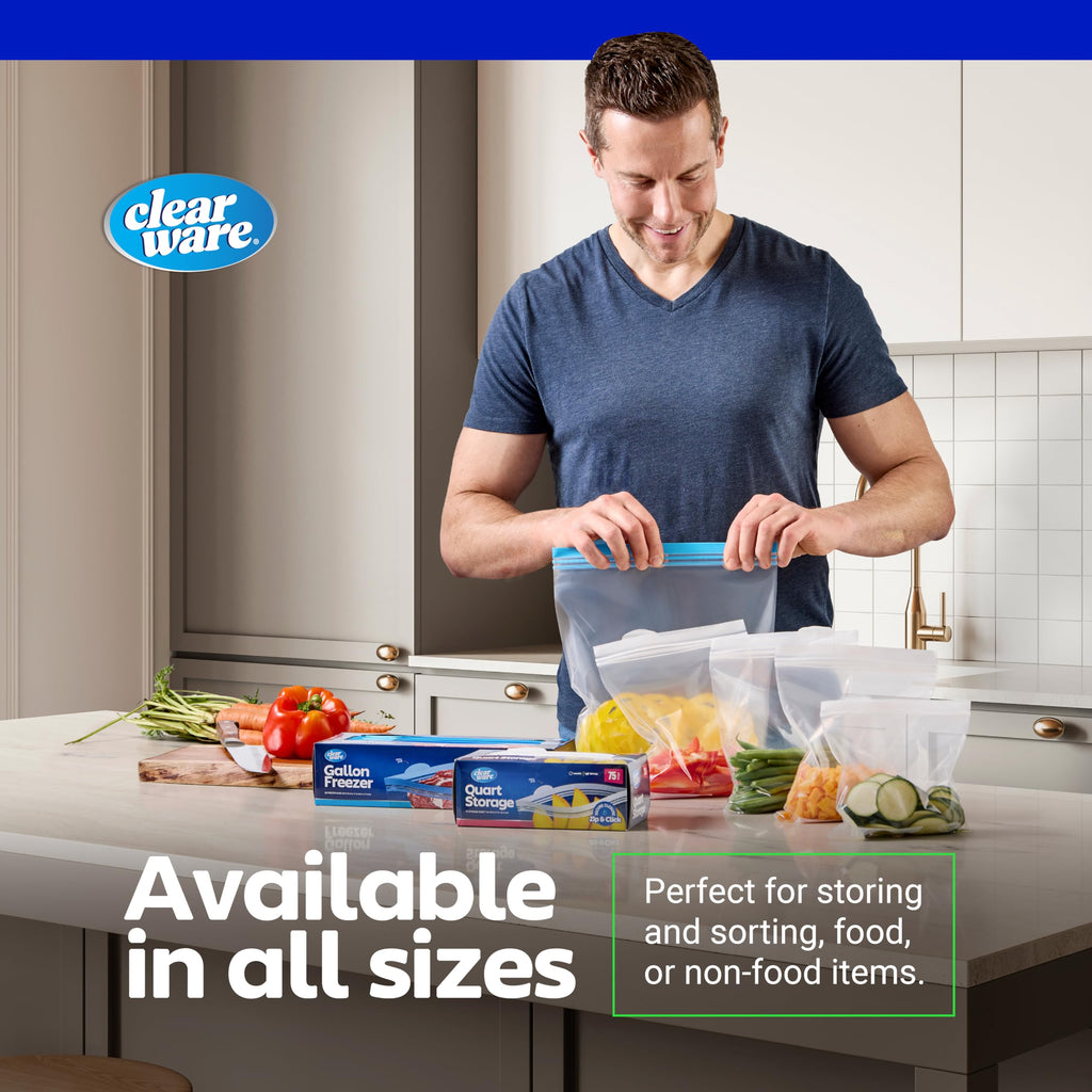 Gallon Freezer Bags, Double Zipper Seal - 100 Count, Thick Resealable Plastic storage Bags - Reusable Gallon Storage Bags for Food Storage, Meat, Vegetables, Fruit - Microwave-Safe, Zero BPA - 2 Boxes