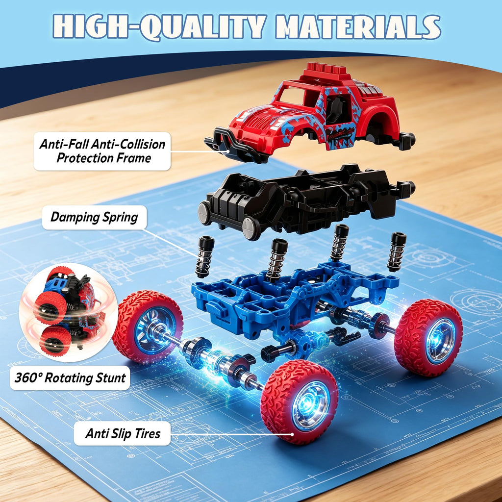 Monster Truck for Boys 3 4 5 6 7 Year Old Push and Go Friction Powered Car