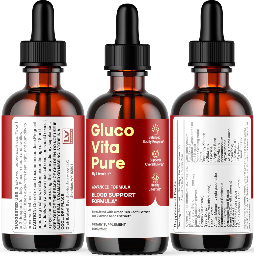 (5 Pack) Glucovita Pure - Gluco Vita Pure Drops Extract - All Natural Support, Premium Liquid Advanced Formula, 5 Bottles for 5 Months