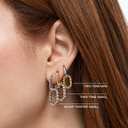 Ana Luisa Ash Double Hoop Earrings for Women - 14K Gold Plated, Silver & Two-Tone Drop Dangle Hoop Earring - Trendy Paperclip Link Huggie Hoop - Hypoallergenic, Water-Resistant & Tarnish-Free Jewelry