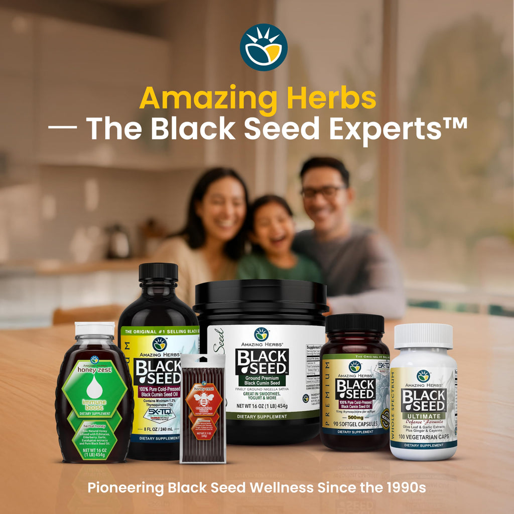 Amazing Herbs Premium Black Seed Oil - Gluten Free, Non GMO, Cold Pressed Nigella Sativa Aids in Digestive Health, Immune Support, Brain Function, Joint Mobility - 4 Fl Oz (Pack of 2)