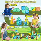 Asago Magnetic Tiles Set, Magnet Blocks Building Toys, Safari Animals Magnetictile for Toddler 3-5, Assembly 3D Structure Jungle & Forest Theme, STEM Learning Toy for Kids Girls,Boys Age 3 4 5 6 7