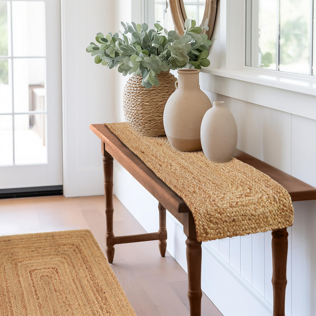 COTTON CRAFT Jute Braided Table Runner - 13x36 inches Natural Table Runner
