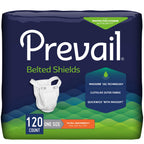 Prevail Incontinence Unisex Belted Shields, Disposable Adult Belted Shield for Men & Women - Extra Absorbency - 120 Count (4 Packs of 30)