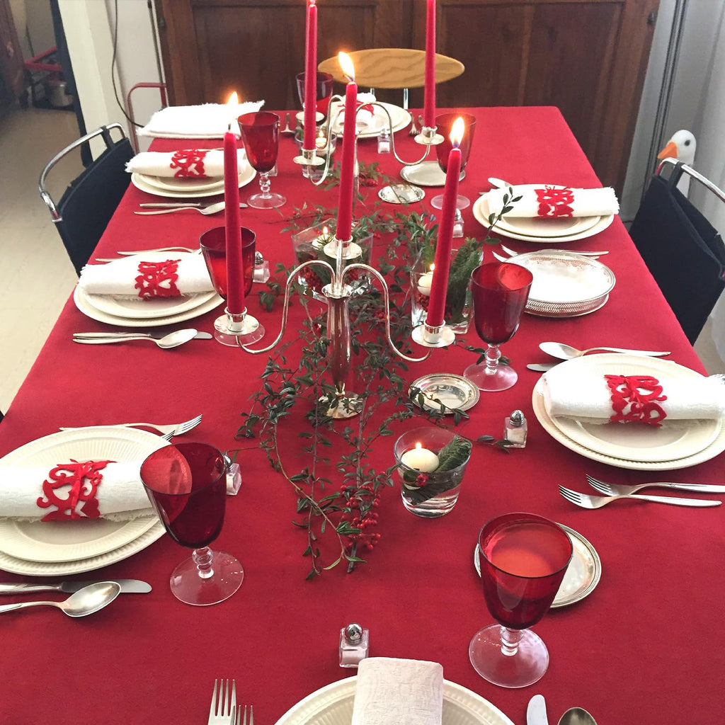 Heneger CozRhythm 8 Pack Red Tablecloth 60 x 126 Inch Rectangular Table Cloth for 8 Foot Rectangle Tables, Wrinkle Resistant Washable Polyester Fabric for Christmas Buffet Wedding Party