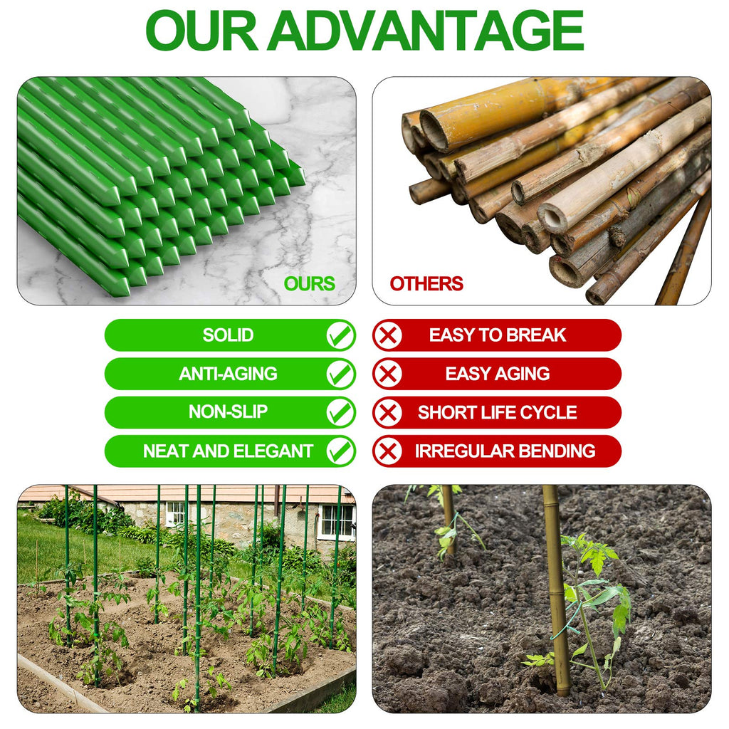 WAENLIR Garden Stakes 48 inch 4ft Sturdy Tomato Stakes, Plant Stakes for Outdoor Plants, Plant Support Sticks for Gardening, Pack of 50